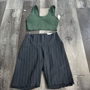 Aerie Green and Black Athletic Shorts